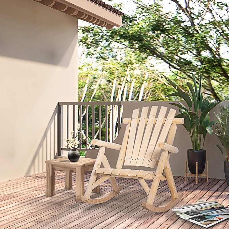 Chaise berçante d'extérieur, chaise berçante Adirondack rustique avec siège à lattes