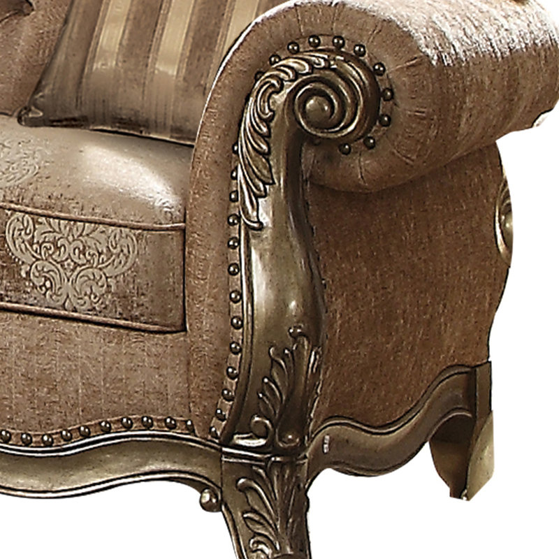 71" L Rolled Arm Loveseat with 2 Cha Transitional Cushions, Tissu tan