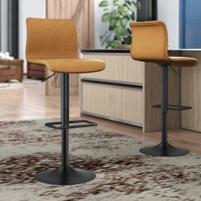 Petrillo Swivel Upholstered Adjustable Height Counter Stool with Metal Frame
