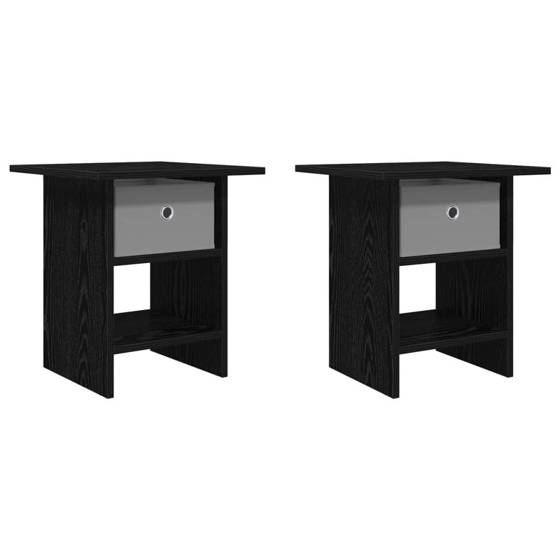 41cm W Composite Bedside Table, Black Oak
