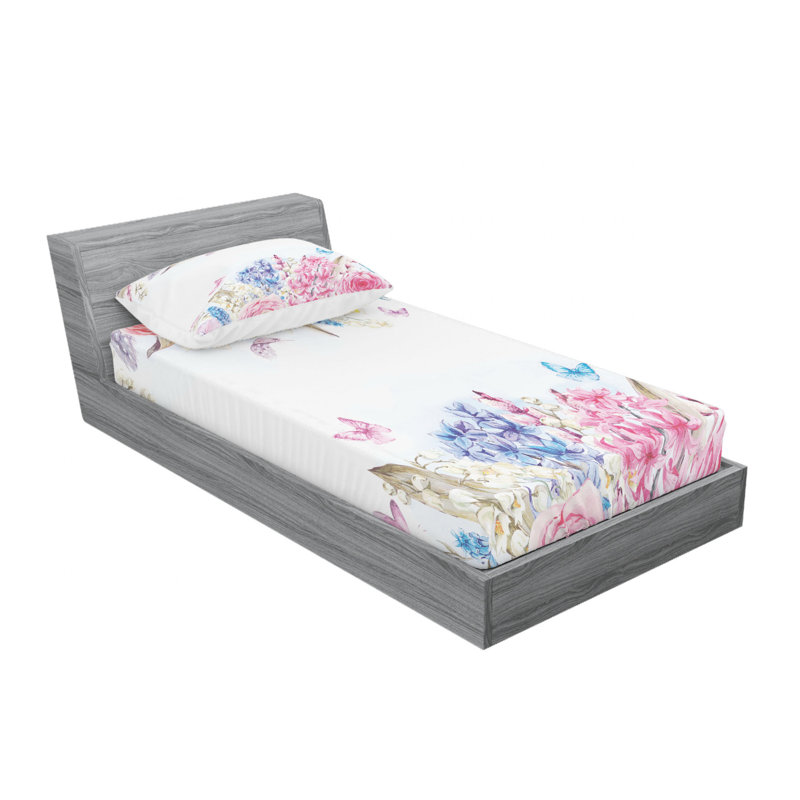 Ensemble de draps romantiques roses et marguerites, Ensemble de draps pour lit simple TG avec drap-hou