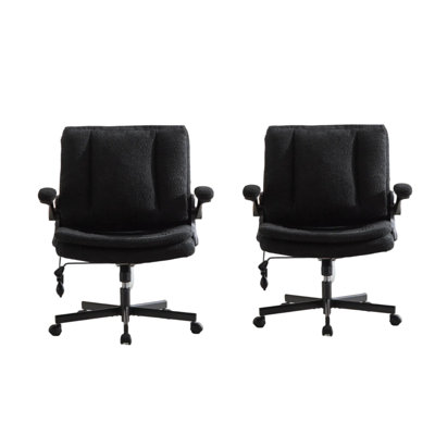 31.9" Wide Criss-Cross Legged Office Chair With Flip-Up Back, Dynamic Airbag Lumbar & Flip-Up Arms（Set Of 2)
