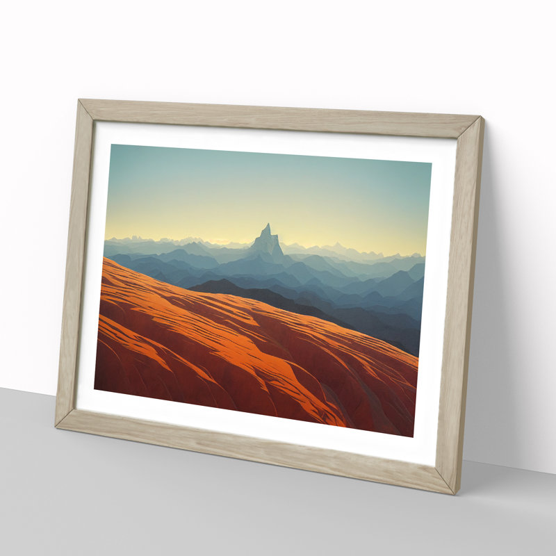 Fabulous Mountain Landscape 1 Piece Single Picture Frame Painting, 25cm H x 34cm W x 2cm D, Oak