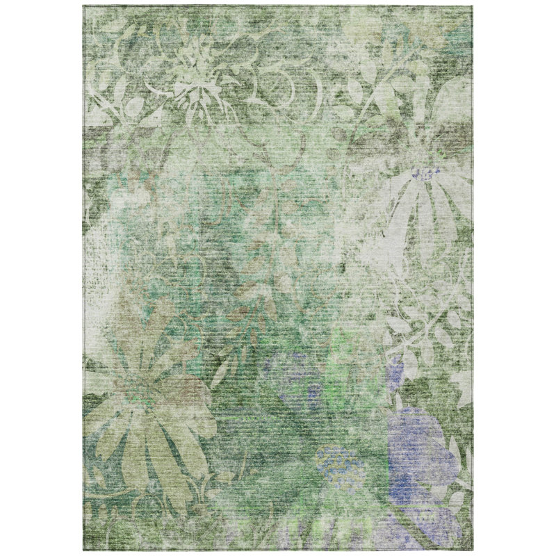 Machine Washable Indoor/Outdoor Lafferty ACN2223 Floral Rug, Rectangle 5' x 7'6"