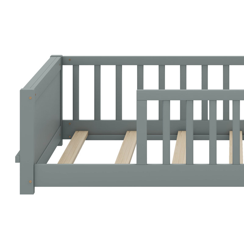 Lit plateforme simple avec support à livres intégré, Gris