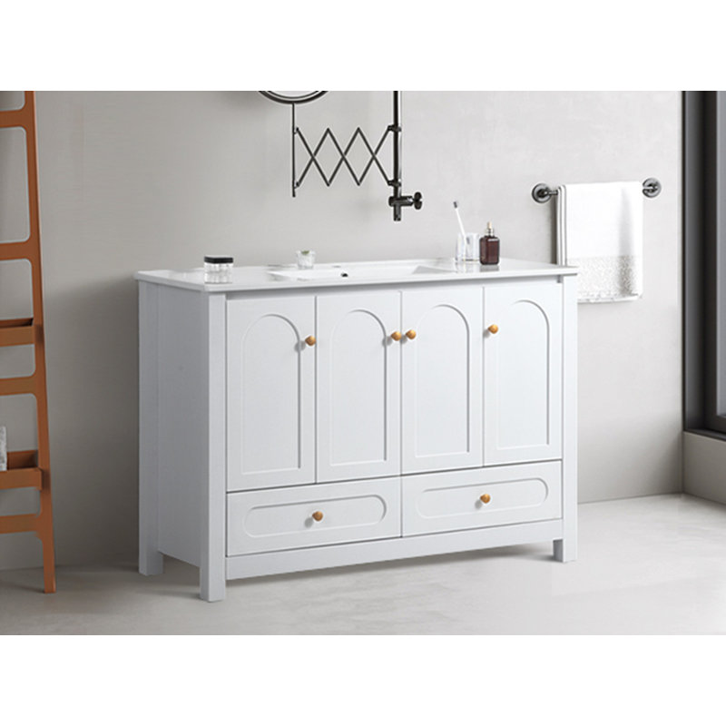 Meuble-lavabo 48 po avec lavabo en céramique, Blanc