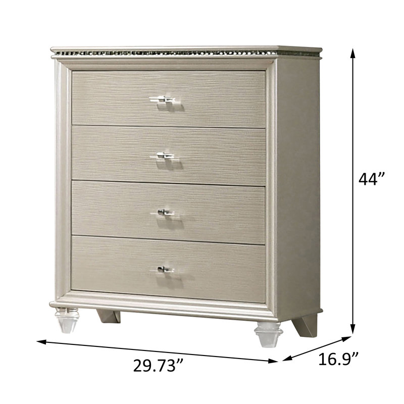 Commode 4 tiroirs l 29,73 po, Blanc perle