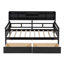 Lit de jour simple, support en lattes de bois, avec tablettes de chevet et deux tiroirs, espresso-1965484186