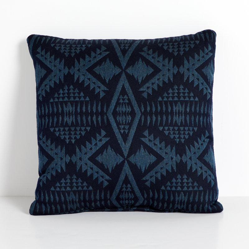 Coussin réversible, Bleu géométrique, H 16 po x l 16 po