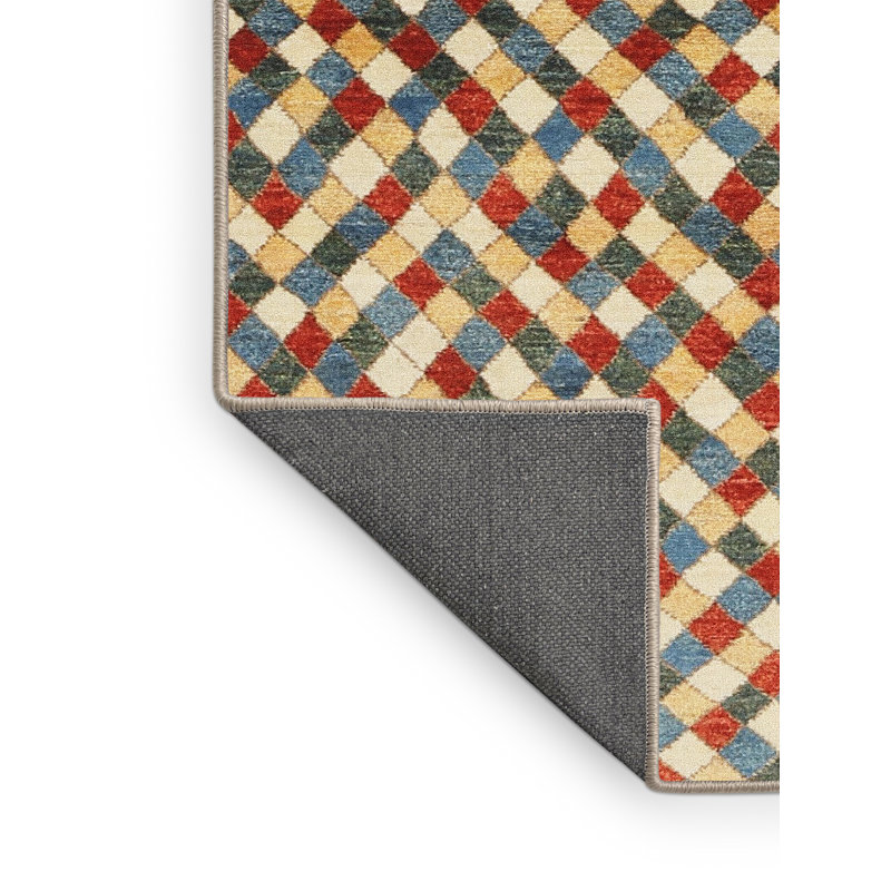 Tapis rouge/vert/brun zone contemporaine, Rectangle 2 pi x 3 pi