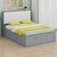 Lit plateforme en bois avec tête de lit, étagère à chaussures et tiroirs-802473989