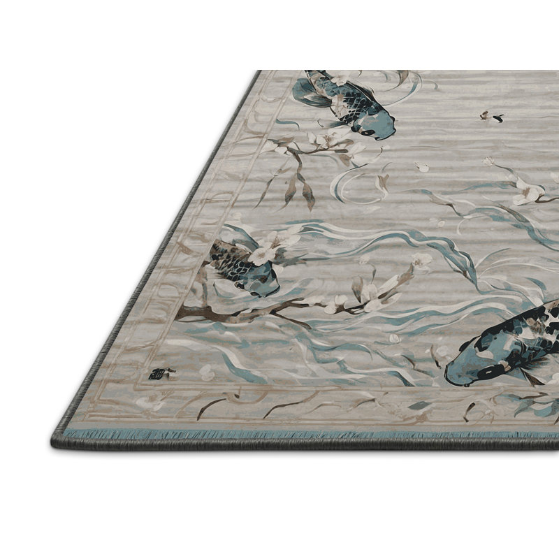 Tapis gris soyeux et moelleux, Rectangle 5 pi x 7 pi