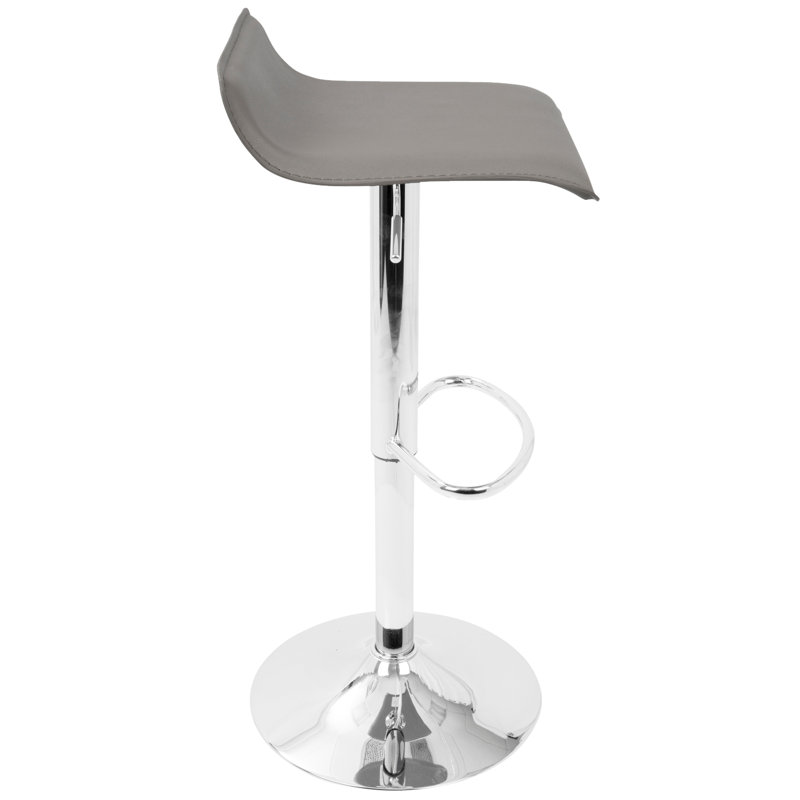 Ale Contemporary Adjustable Barstool In Grey PU Leather By Lumisource - Set Of 2, Gray