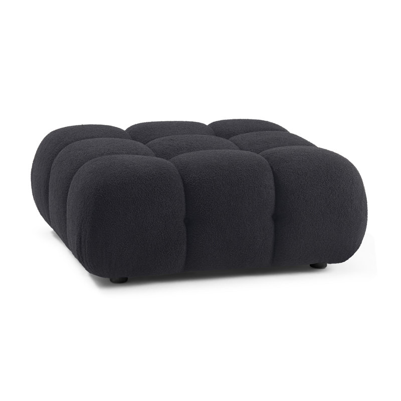 Cicerone Black Vegan Shearling Modular Ottoman