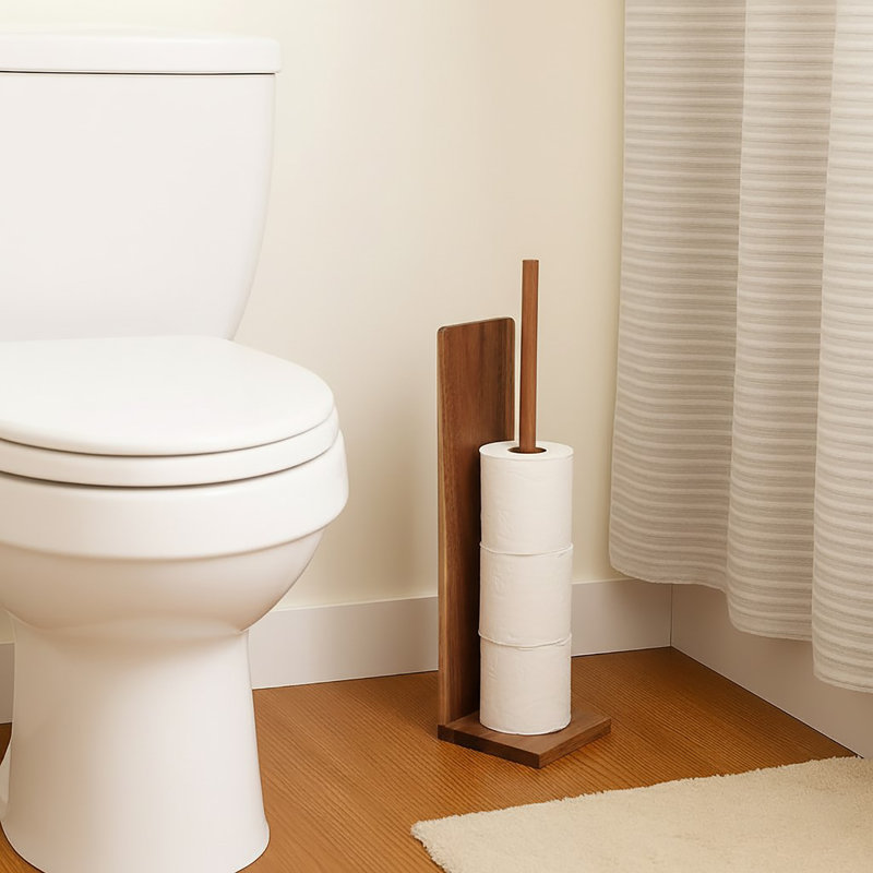 Porte-papier hygiénique sur pied en acacia