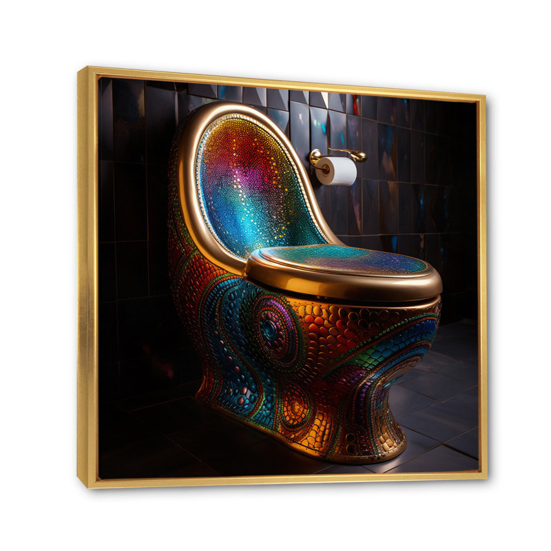 " Metropolitan Luxe Toilet Pointillism ", Gold Floater Framed, 36" H x 36" W x 1.5" D