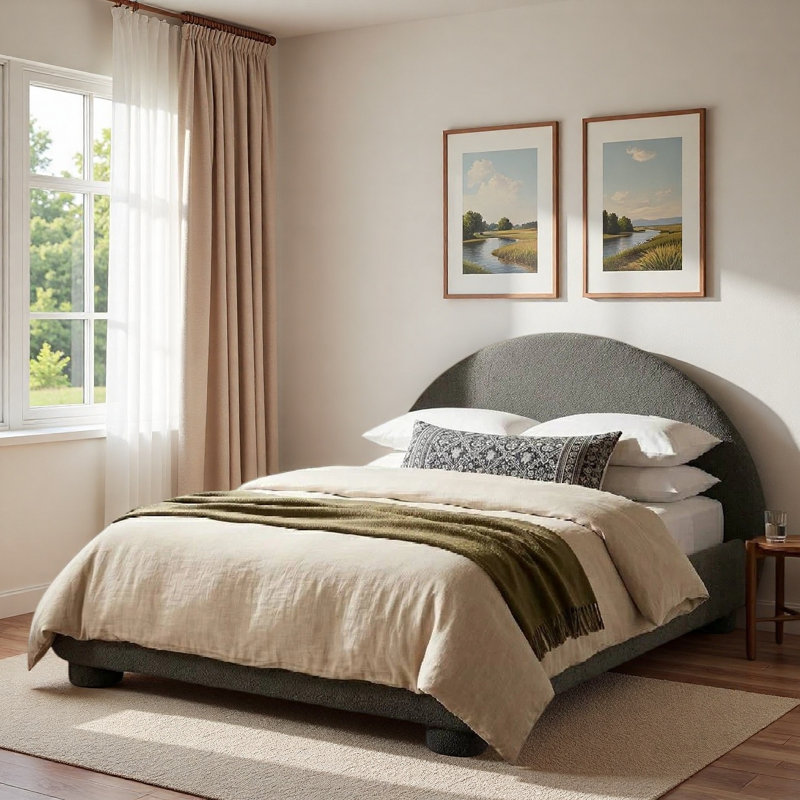Lit plateforme Boucle, Full / Double, Gris