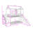 Twin Over Twin Metal Bunk Bed With Slide & Guardrails, Storage Staircase, House-Shaped Design-16539234