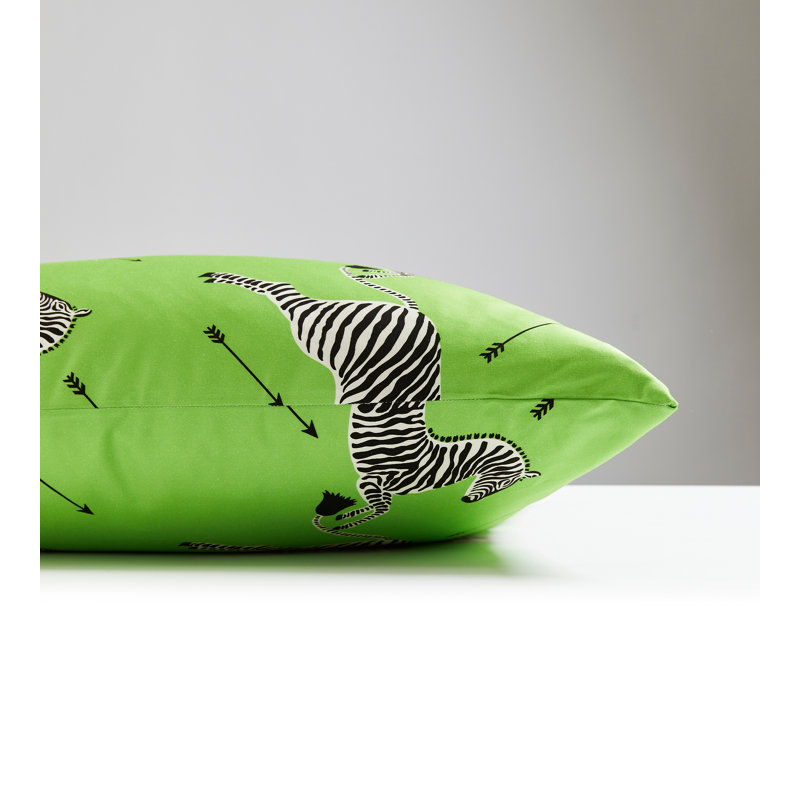 Zebras Square Pillow Cover & Insert, Lime