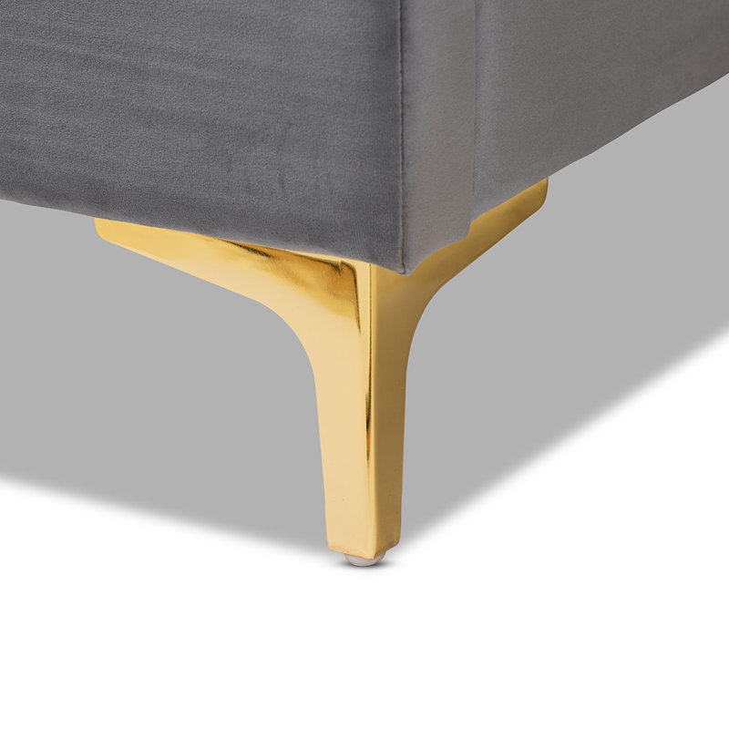 Lit plateforme tapissier Burleson, Grand, Gris foncé