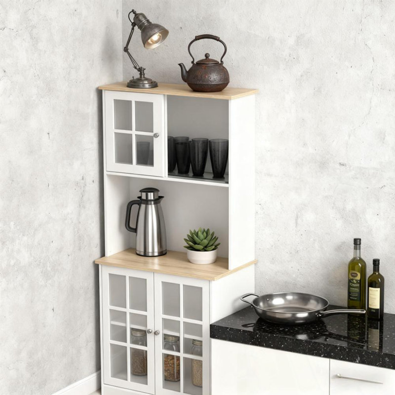 Kitchen Veloz avec huche, portes en verre et tablettes réglables
