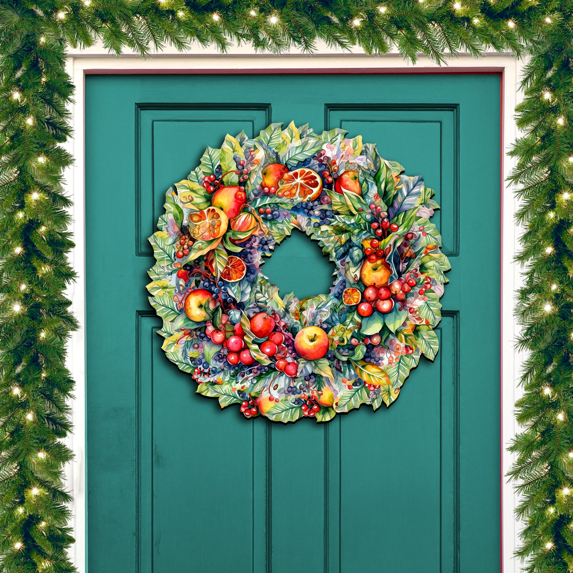 The Holiday Aisle® Haysville Summer Harvest Fruit Wreath Wooden | Wayfair