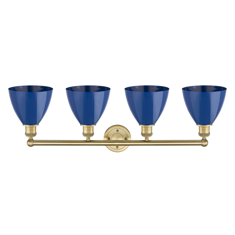 Alquin 4 - Light Dimmable Vanity Light, Blue, Brushed Brass