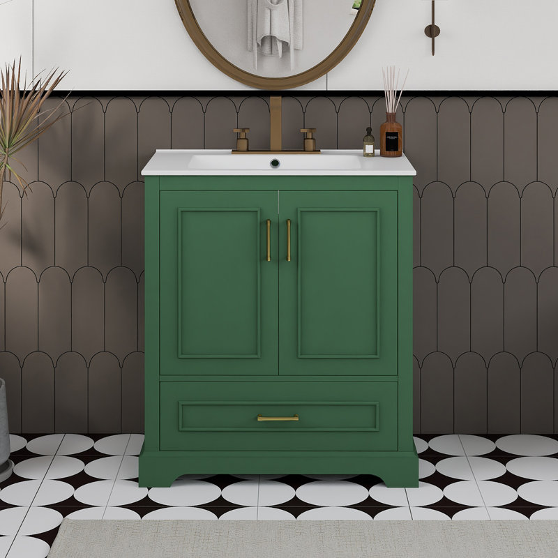 Ensemble de meuble-lavabo autoportant 30 po avec comptoir en céramique 30 po, 30", Vert