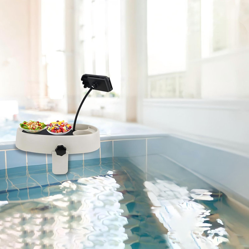Table de spa réglable 3 en 1 avec support de téléphone rotatif à 360 °, 2 porte-gobelets, antidérapant, conception de drainage