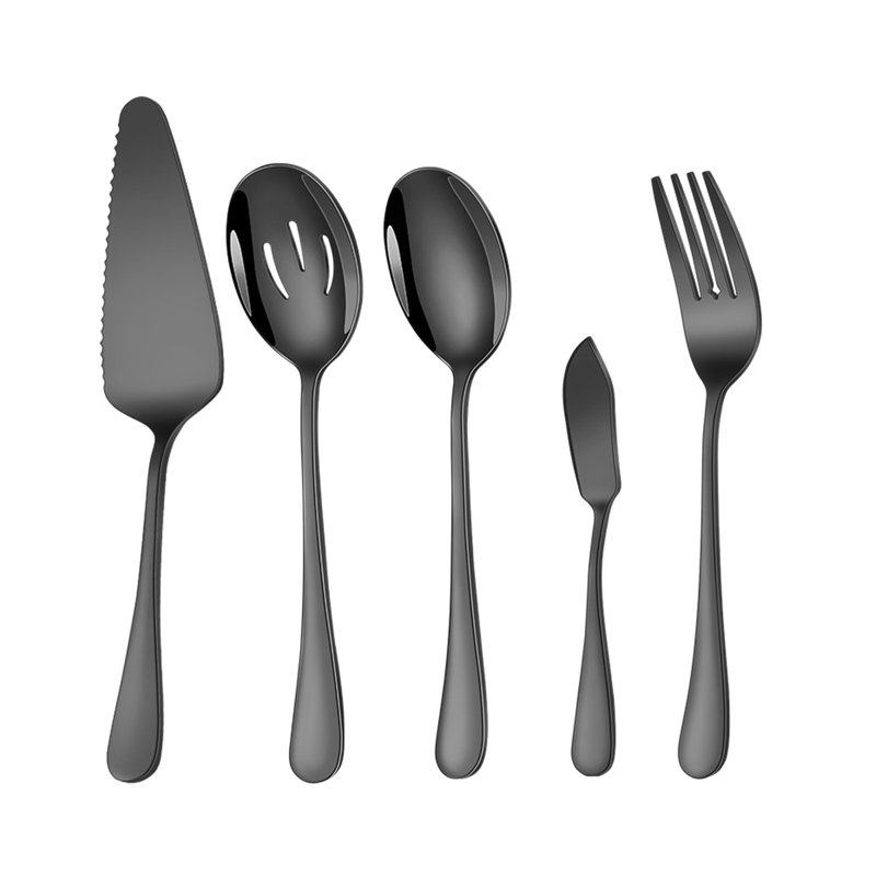 Gelminas 5 Piece Stainless Steel Hostess Set, Black