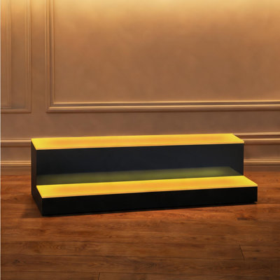 Modern Sleek 2-Tier Illuminated Liquor Display Shelf, Remote and App Controlled LED Acrylic Home Bar Shelf, 33.46 Inches Long, Capacity for 16 Bottles