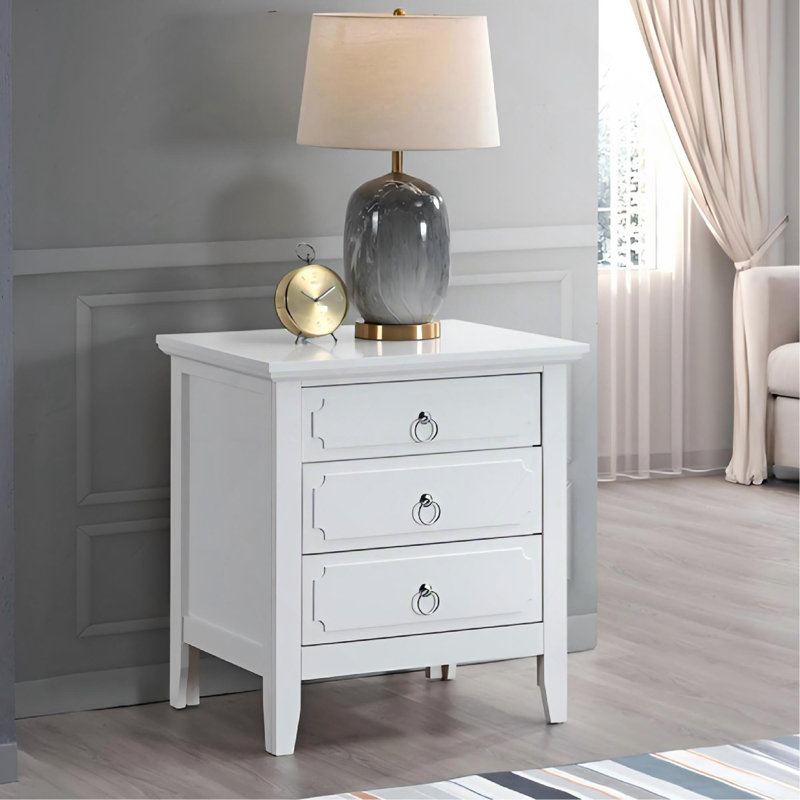 Table de chevet 3 tiroirs blanche