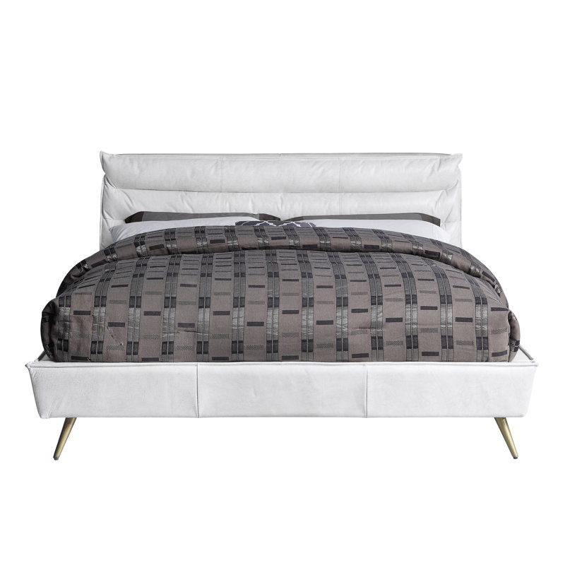 Lamarria Upholstered Low Profile Platform Bed, Queen, Vintage White