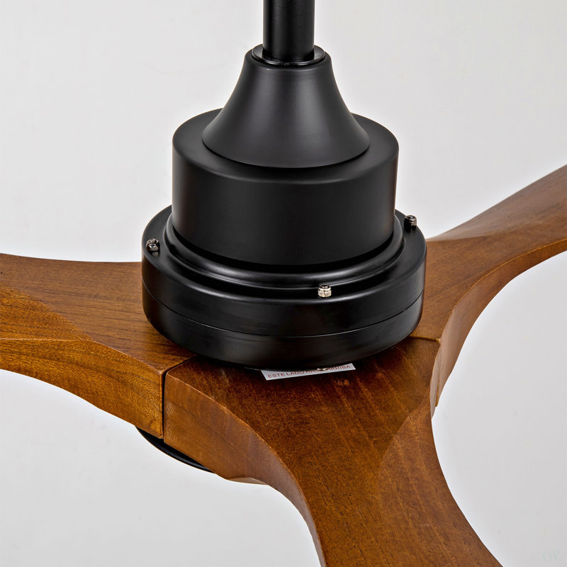Nouveau ventilateur de plafond de 60 pouces avec moteur à courant continu réversible à télécommande de 3 pales en bois massif de 18 W pour la maison