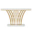 59" Gold Console Table, Modern Faux Marble Entryway Table With Grid Metal Base, Narrow Accent Sofa Table For Living Room, Hallway, Foyer, White & Gold