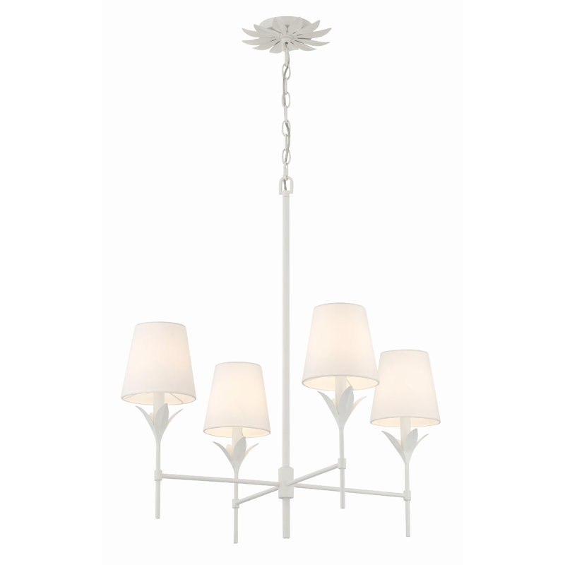 Iron 4-Light Chandelier, Blanc mat