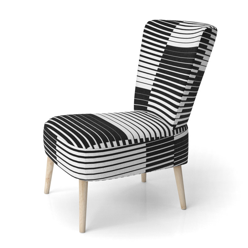 Fauteuil d'appoint rembourré à motifs noir et blanc