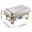 8 Qt Rectangle Chafing Dish Buffet Set Full-Size & Half-Size Pans Gold