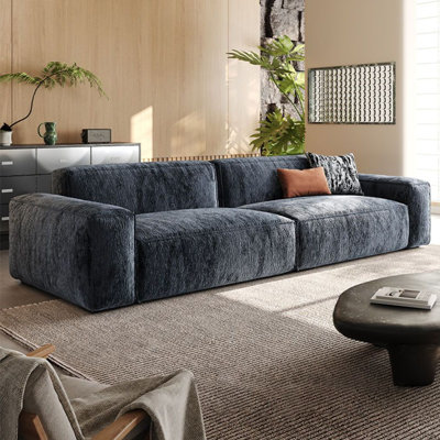 Canapé modulaire en chenille bleue