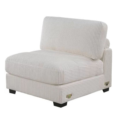 Nolan Armless Modular Chair With Square Frame, Plush Beige Corduroy