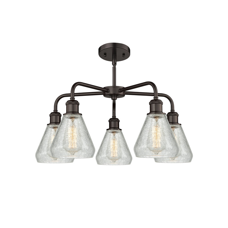 Lustre conique à 5 lumières Kotter, Bronze huilé
