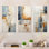 Abstrait beige et doré, collage sur route - ensemble de salon abstrait 3 pièces