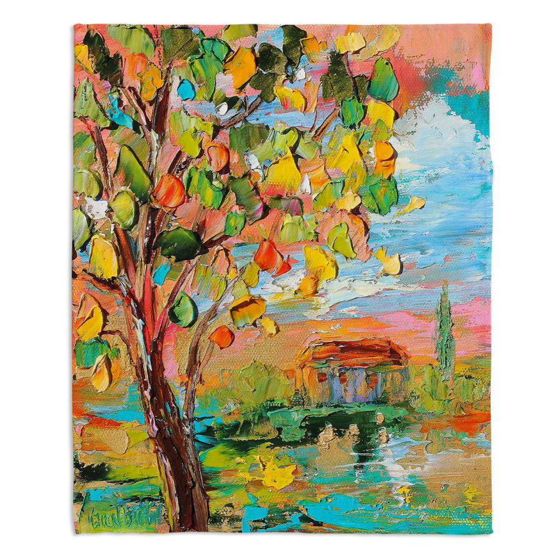 Couverture sherpa doux à coucher de soleil automne, l 68 po x L 80 po