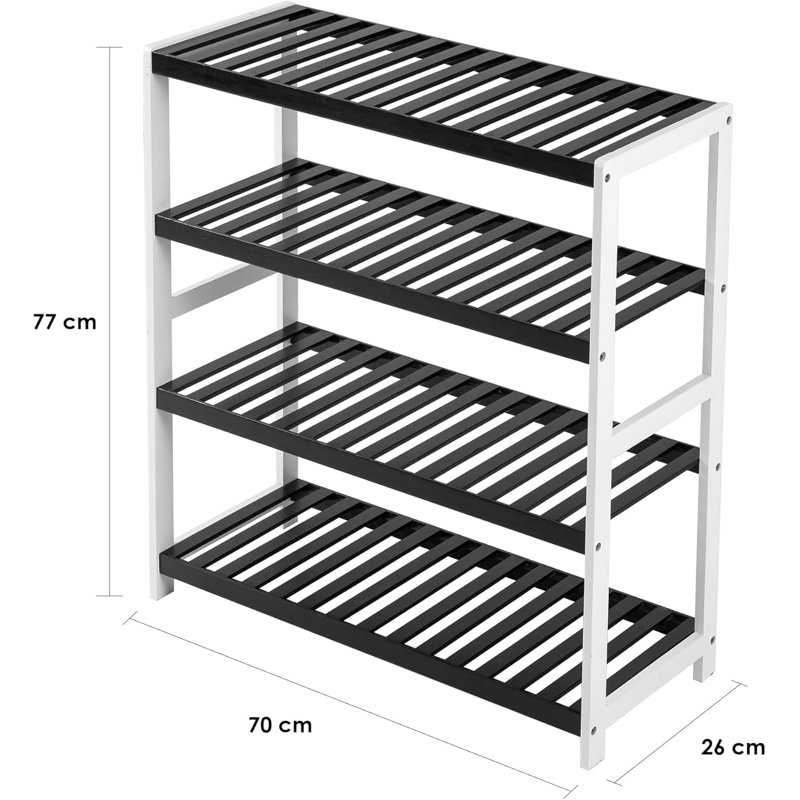 12 Pair Shoe Rack, Black/White