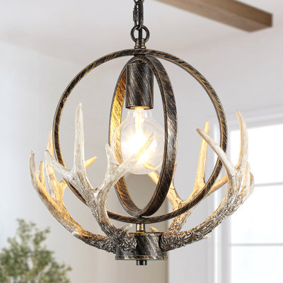 Lustre rustique en métal à 1 lumière à rétro-éclairage de style rétro avec globe en métal à 4 lumières de 13 po pour la salle à manger, la cuisine, le vestibule et le salon