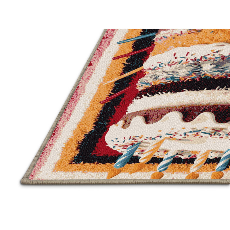  Tapis lavable gâteau d'anniversaire, Rectangle 7 pi x 9 pi