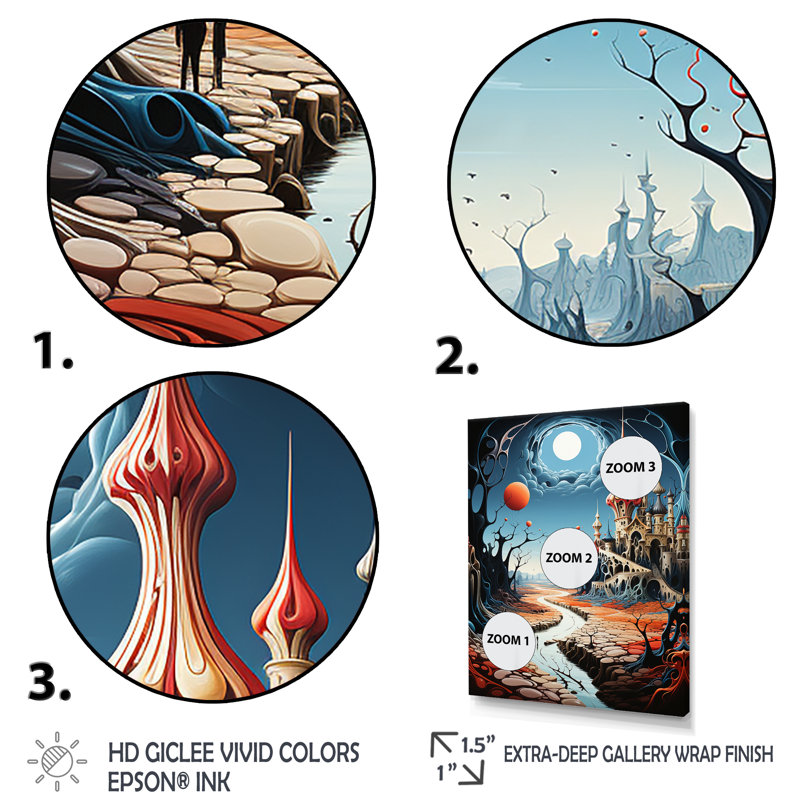 Madalynne surréalisme Dalis Wonderland sur toile, H 44 po x l 34 po x P 1,5 po, Cadre flottant noir