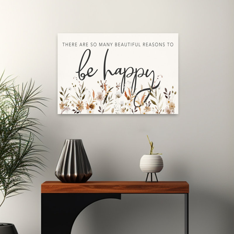 «Be Happy», art floral contemporain, H 16 po x l 24 po