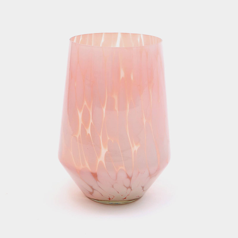 Vase | Vase blanc en verre Hurricane Centre de table décoratif moderne | 7 x 7 x 10 po, H 8 po x l 5,75 po x P 8,75 po