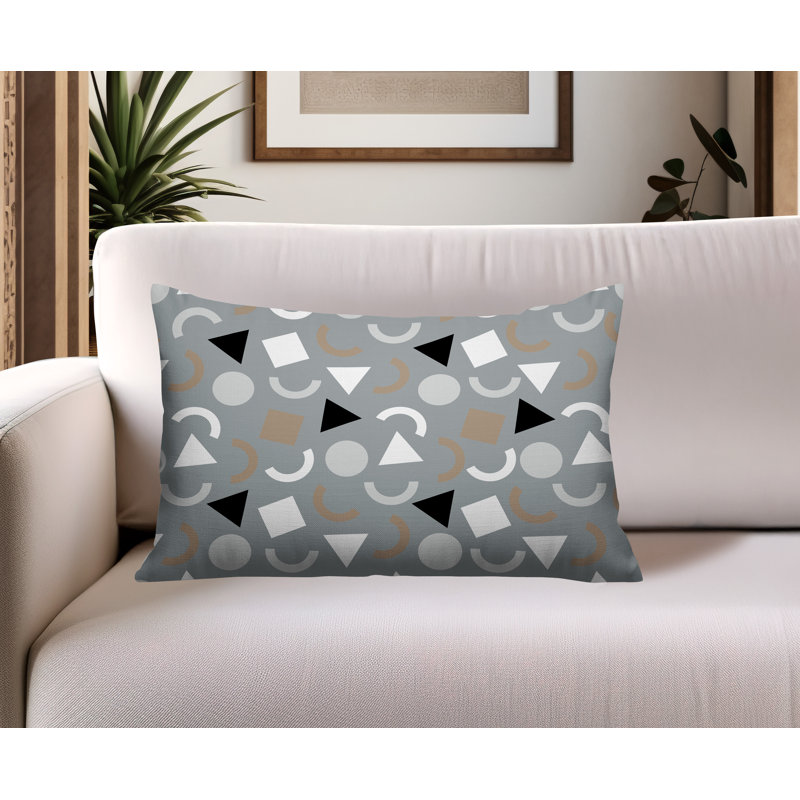 Coussin lombaire réversible intérieur / extérieur Lunko, Rectangle H 18 po x l 25 po, Gris